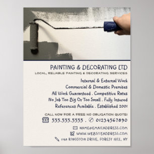 Grijze verfrol, Schilder & Decorator Adverteren Poster