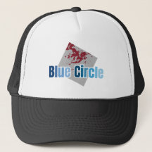 Grijze Vierkant met Rode Vlek en Blauwe Cirkelteks
