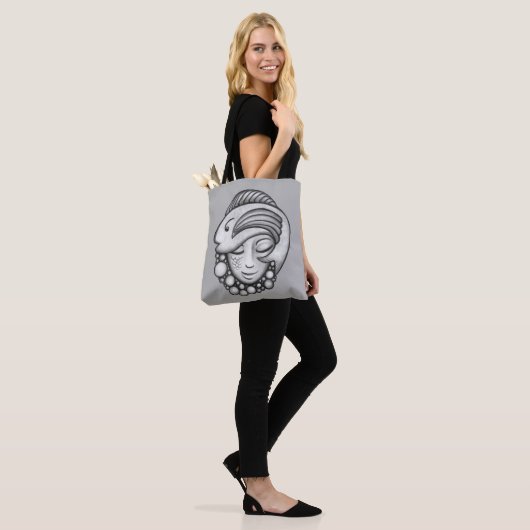 Grijze vis en Zeemeermin art Canvas tas (Op model)