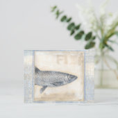 Grijze vis op beige achtergrond briefkaart (Staand voorkant)