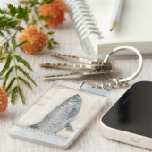 Grijze vis op beige achtergrond sleutelhanger (Voorkant Rechts)