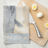 Grijze vis op beige achtergrond theedoek (Quarter Fold)