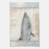 Grijze vis op beige achtergrond theedoek (Verticaal)
