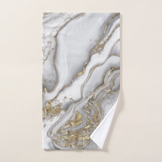 Grijze vloeibare marmer - parels en goud bad handdoek (Handdoek)