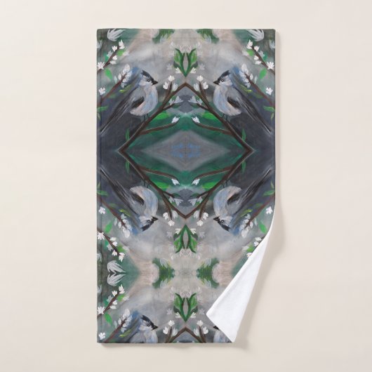 Grijze vogels bad handdoek (Handdoek)