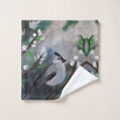 Grijze vogels bad handdoek (Wasdoekje)