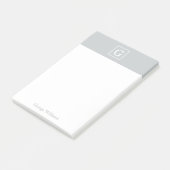Grijze vorm van monogram, gepersonaliseerd post-it® notes (Schuin)