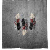 Grijze vormgeving, maroon en kreukvormig ontwerp o douchegordijn (Voorkant)