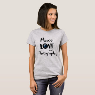 Grijze Vrede Liefde en Fotografie Cameralenzen T-shirt
