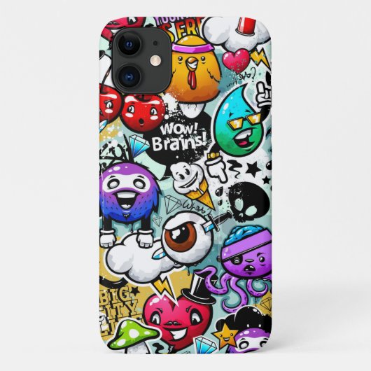 Grijze vruchten en groenten Graffiti Case-Mate iPhone Case (Achterkant)