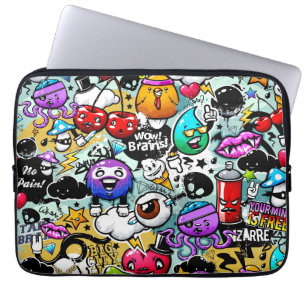 Grijze vruchten en groenten Graffiti Laptop Sleeve