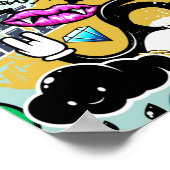 Grijze vruchten en groenten Graffiti Poster (Hoek)