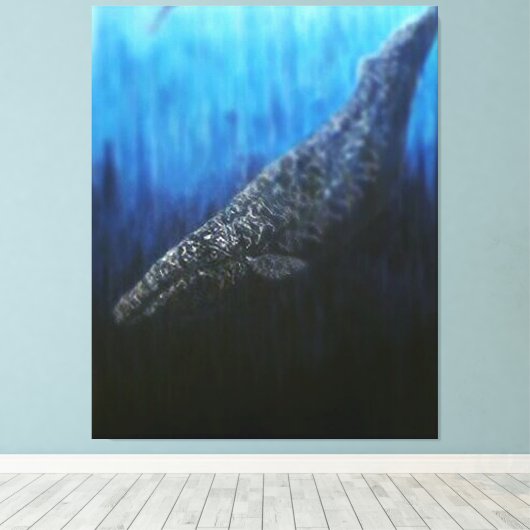 Grijze walvis canvas afdruk (Insitu (Houten vloer))