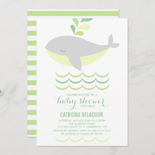 Grijze walvis Geslacht Neutraal Baby shower Uitnod Kaart