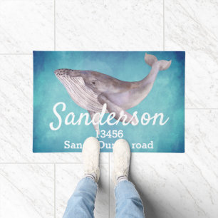 Grijze walvis Turquoise Nautische naam Adres Deurmat
