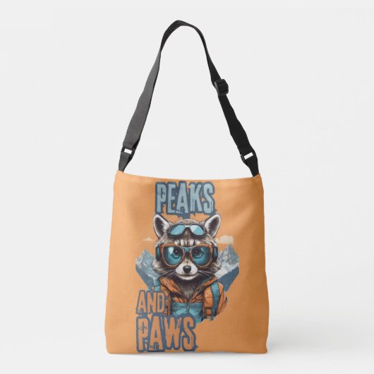 Grijze wasbeer en pieken illustratie crossbody tas (Achterkant)