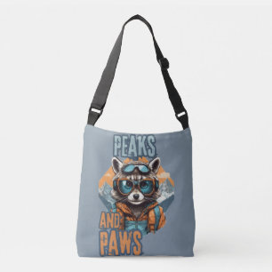 Grijze wasbeer en pieken illustratie crossbody tas