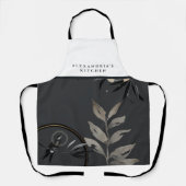 Grijze Waterverf Aangepaste naam zwart-witbib Schort (Voorkant)