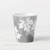 Grijze waterverf en witte paardenbladeren latte mok (Voorkant)