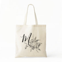 Grijze  Waterverf Floral Monogram Initiaal