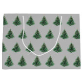 Grijze waterverf Kerstmis groene dennenboom in vin Groot Cadeauzakje (Voorkant)
