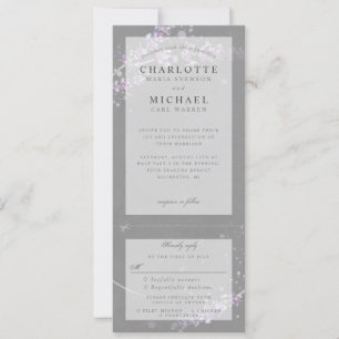 Grijze waterverf lavender bruiloft nodigt Rsvp uit Kaart
