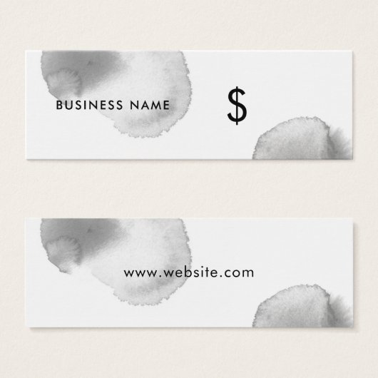 Grijze Waterverf Splash White Modern Price Label Mini Visitekaartjes (Voorkant /achterkant)