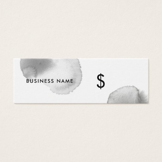 Grijze Waterverf Splash White Modern Price Label Mini Visitekaartjes (Voorkant)