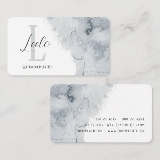 Grijze Waterverf Visitekaartje (Voorkant / Achterkant)
