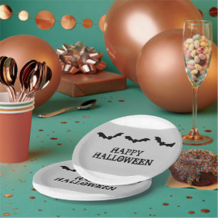 Grijze Waterverf vleermuizen Halloween Paper-Borde Papieren Bordje