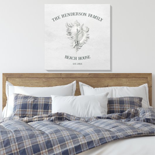 Grijze weergave Shell Canvas afdrukken (Insitu (Slaapkamer))