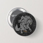 Grijze weerwolf ronde button 5,7 cm (Voorkant /achterkant)