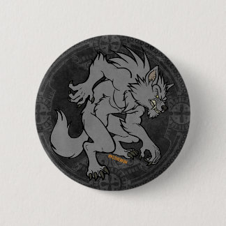 Grijze weerwolf ronde button 5,7 cm