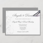 Grijze wervelingen vulpen bruiloft uitnodiging (Voorkant / Achterkant)