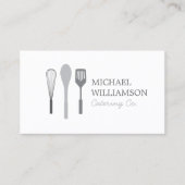 GRIJZE WHISK LEPEL SPATEL LOGO voor Catering, Chef Visitekaartje (Voorkant)