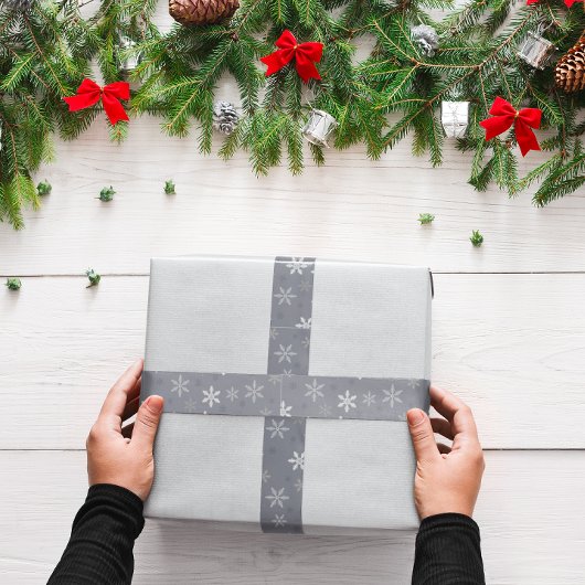 Grijze Winter Kerstmis Sneeuwvlokken Lint