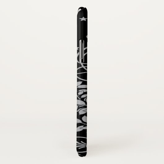 Grijze wirling Damask Patroon op Black Case-Mate iPhone Case (Achterkant / rechts)