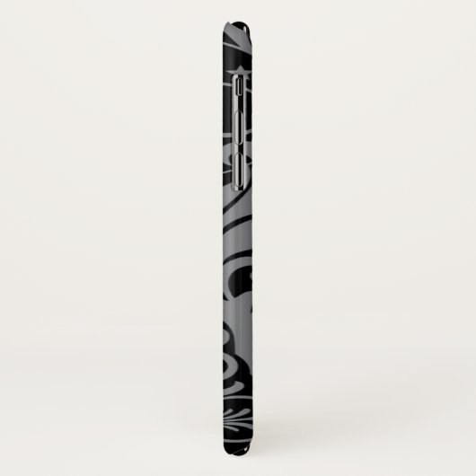 Grijze wirling Damask Patroon op Black Case-Mate iPhone Case (Achterkant/links)
