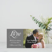 Grijze Witte bruiloft Dank u fotokaart Sjabloon (Staand voorkant)