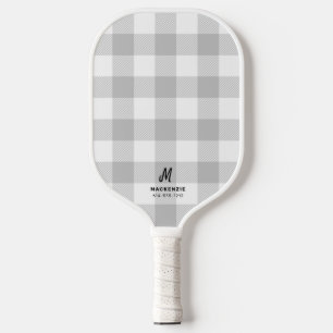 Grijze witte buffelplaat Flannel Monogram Pickleball Paddle