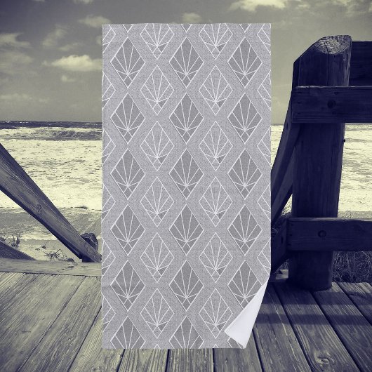 Grijze & Witte Diamanten Art Deco Patroon Strandlaken