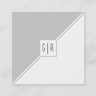 Grijze, witte driehoeken en moderne monogram vierkante visitekaartje