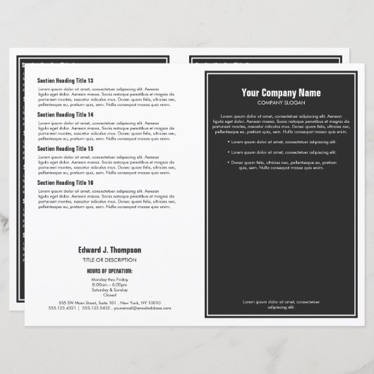 Grijze witte eenvoudige rand brochure (Voorkant / Achterkant)