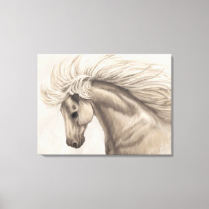 Grijze witte eierpaarden Wilde Mane Canvas Afdruk