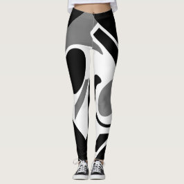 Grijze, witte en zwarte digitale kunst Leggin Leggings