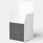 Grijze witte handgeschreven minimalistische Jouw n Bedankdoosjes (Geopend)