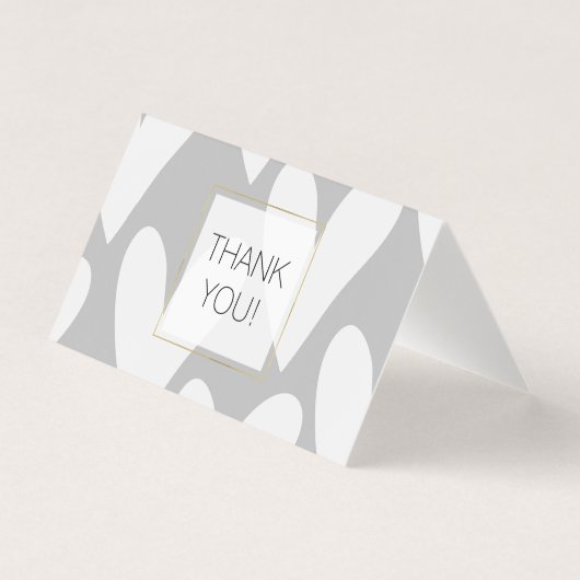 Grijze witte harten bruiloft dank u kaart (Voorkant)