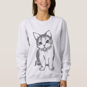 Grijze witte kat met Jade Eyes Trui