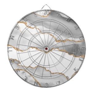 Grijze witte marmer Agate Geraffineerde glitter Dartbord