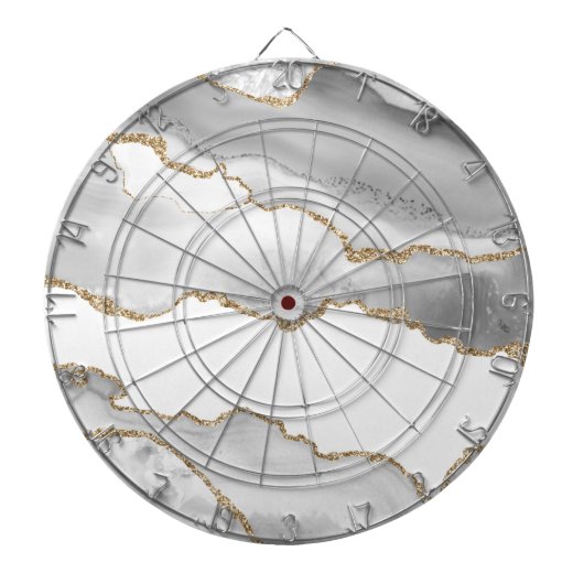 Grijze witte marmer Agate Geraffineerde glitter Dartbord (Voorkant)